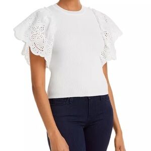 SUPER CUTE Lucy Paris white ruffled eyelet top XS